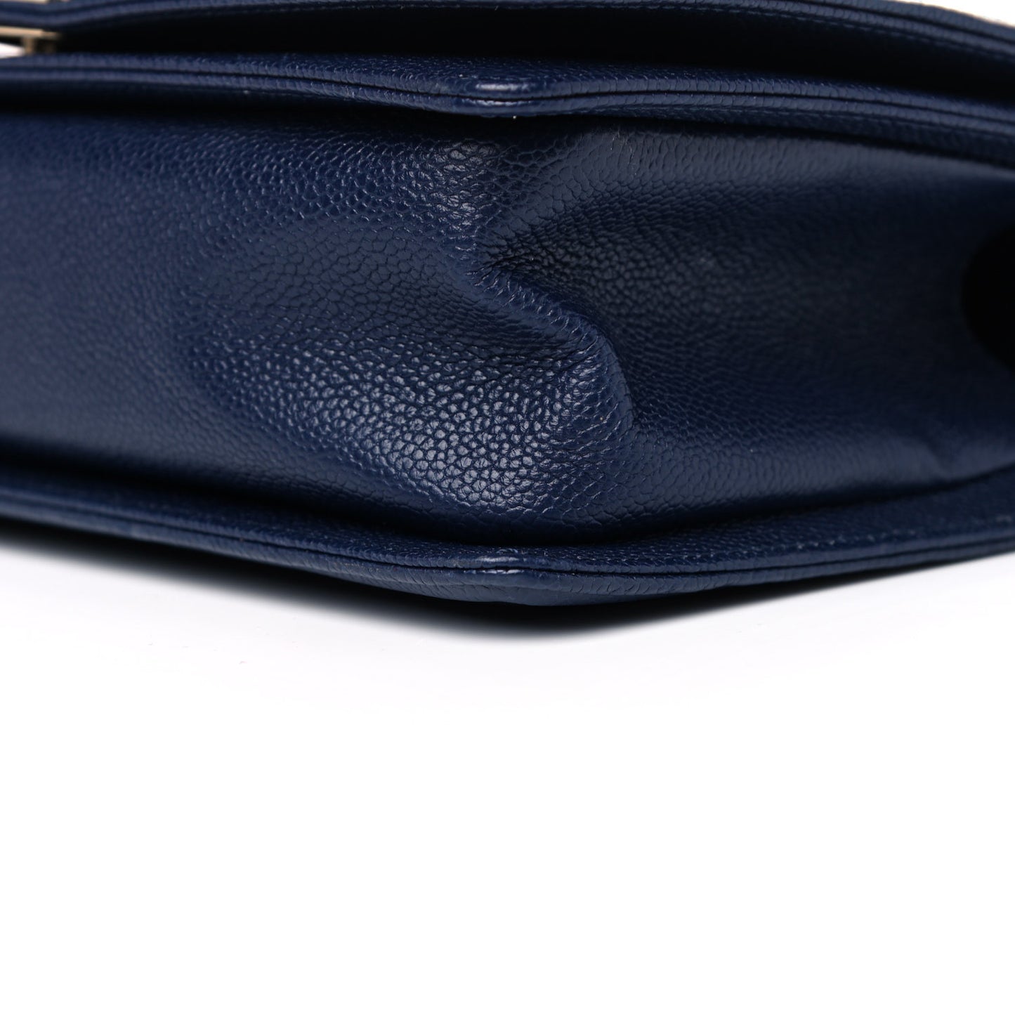 Caviar Chevron Quilted Medium Boy Flap Navy