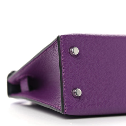 Hermes Chevre Mysore Verso Mini Kelly Sellier 20 Violet Bleu Marine 8 of 9