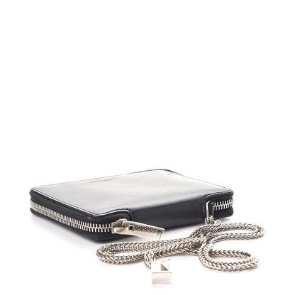 Saint Laurent Mens Calfskin Compact Chain Zip Around Wallet Black 4 of 13