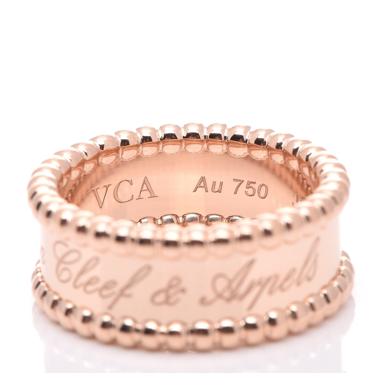 Van Cleef & Arpels 18K Rose Gold Perlee Signature Ring 50 5.25 5 of 6