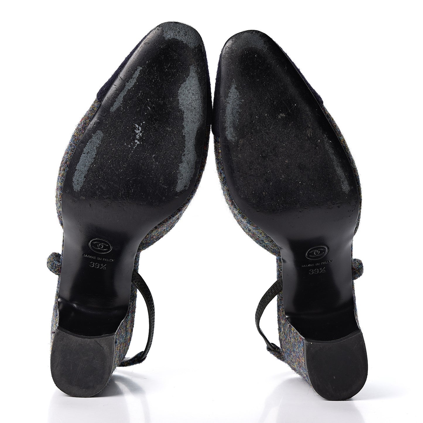 Wool Cap Toe CC Slingback Pumps 39.5 Black Dark Grey