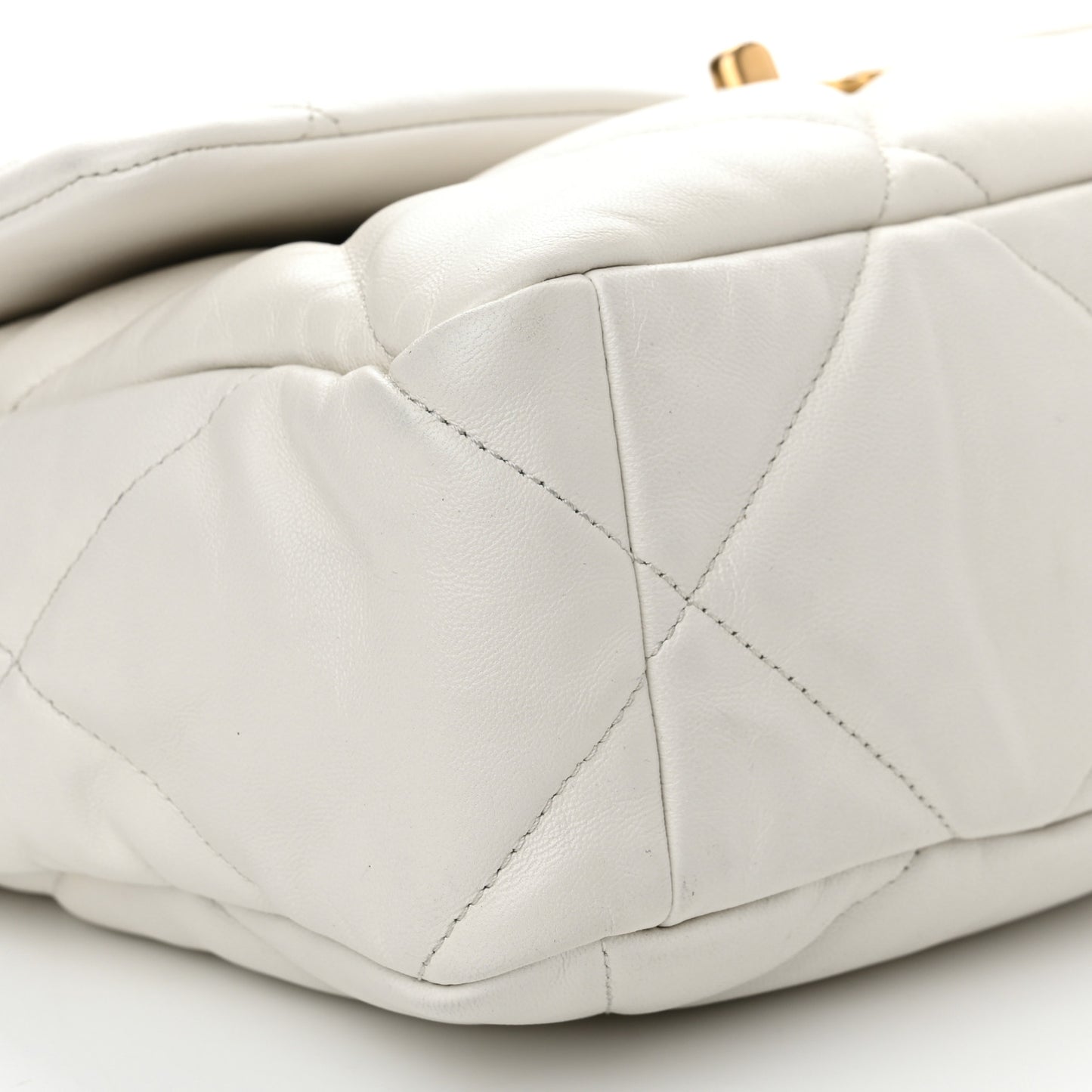 Goatskin Quilted Large Chanel 19 Flap White