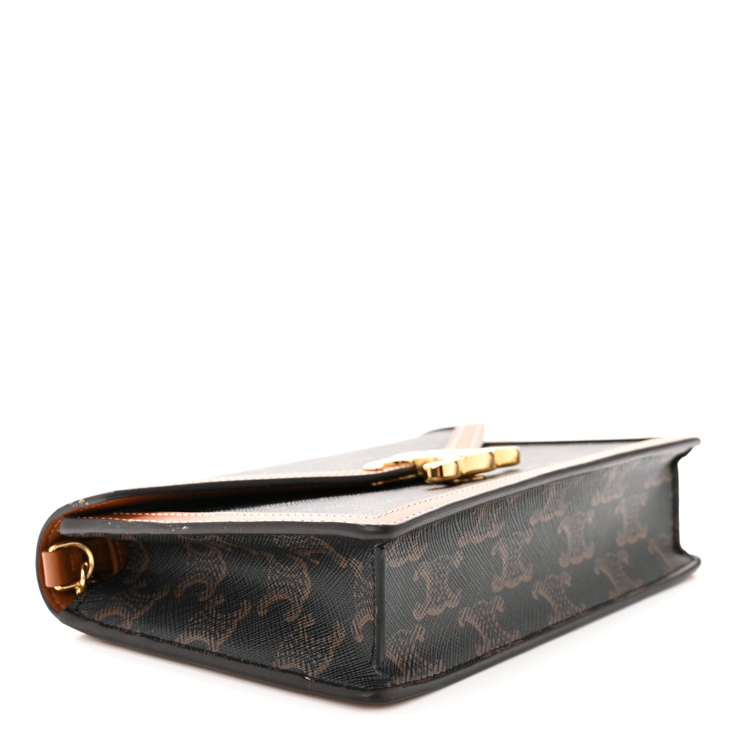 Celine Triomphe Canvas Calfskin Margo Wallet on Chain Tan 4 of 11