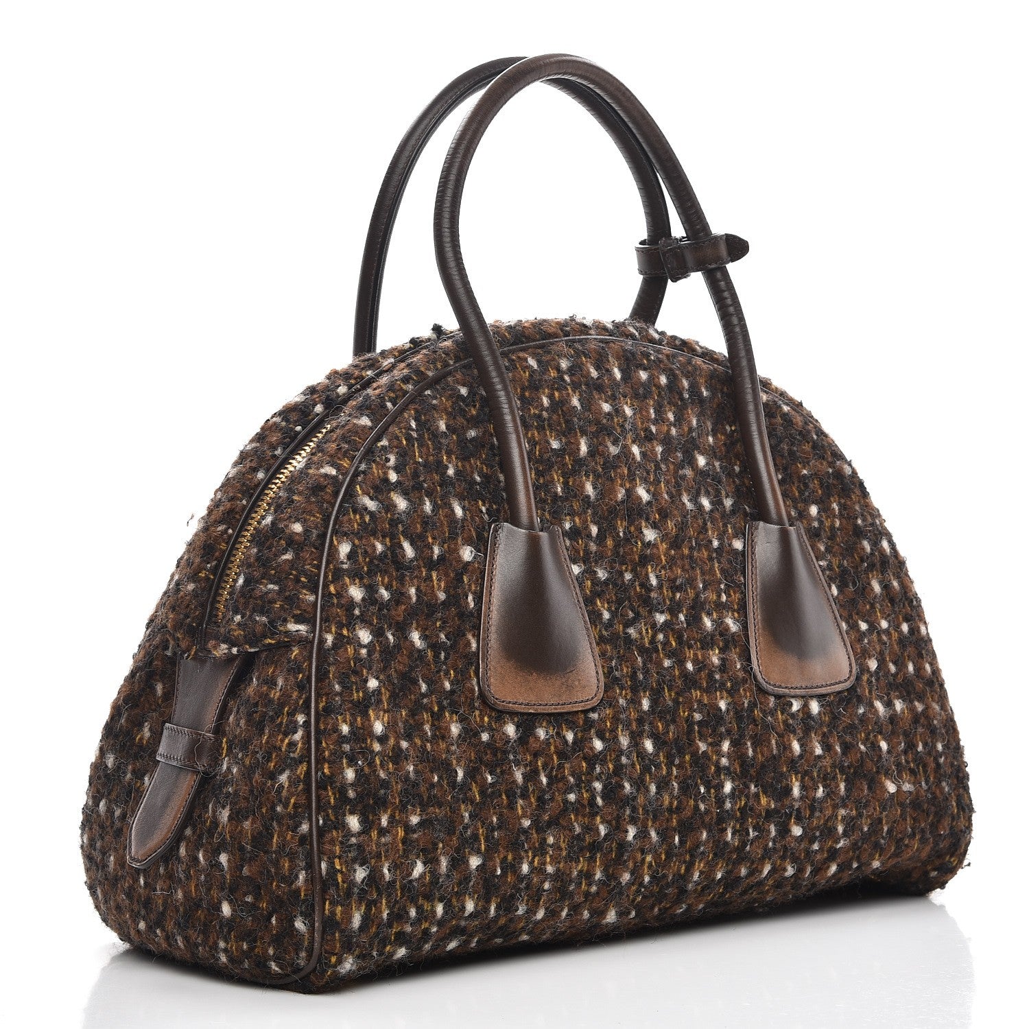 Prada Tessuto Tweed Vitello Bowling Bag Cacao Knicker 3 of 8