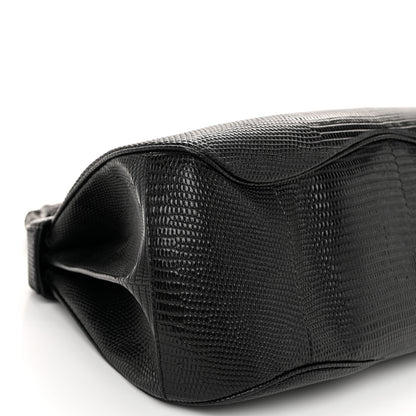 Gucci Lizard Bamboo Large Lady Lock Top Handle Bag Black 9 of 11
