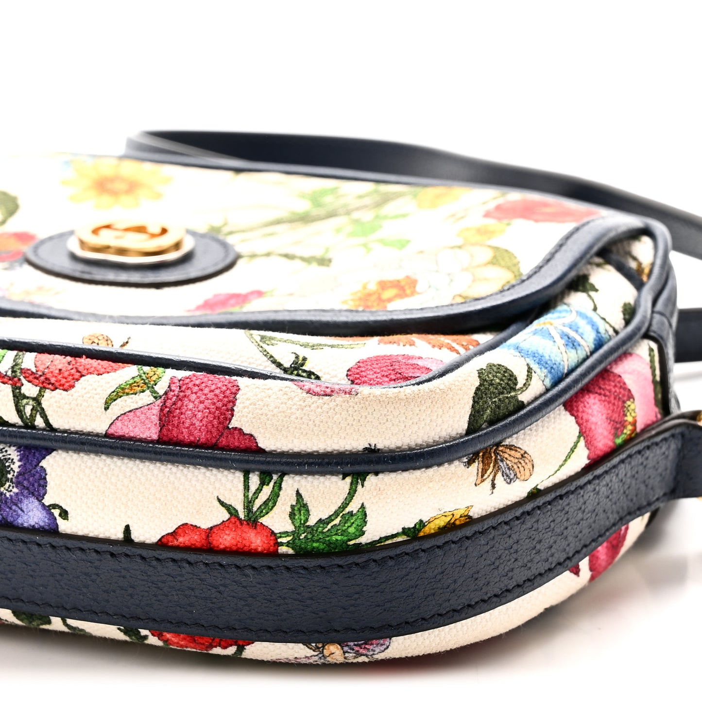 Canvas Flora Floral Shoulder Bag White Blue Agata Mulitcolor