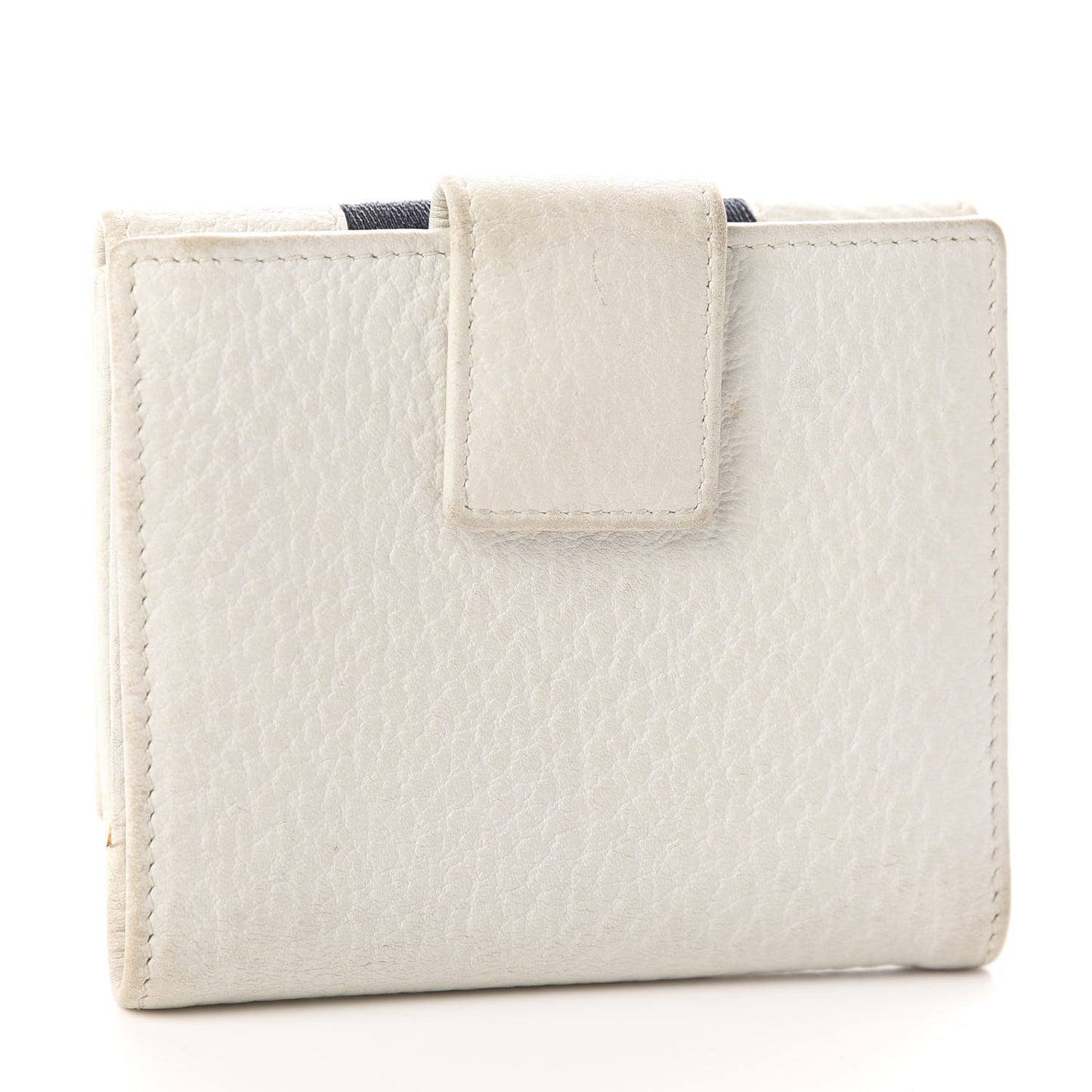 Goatskin Web French Flap Wallet White