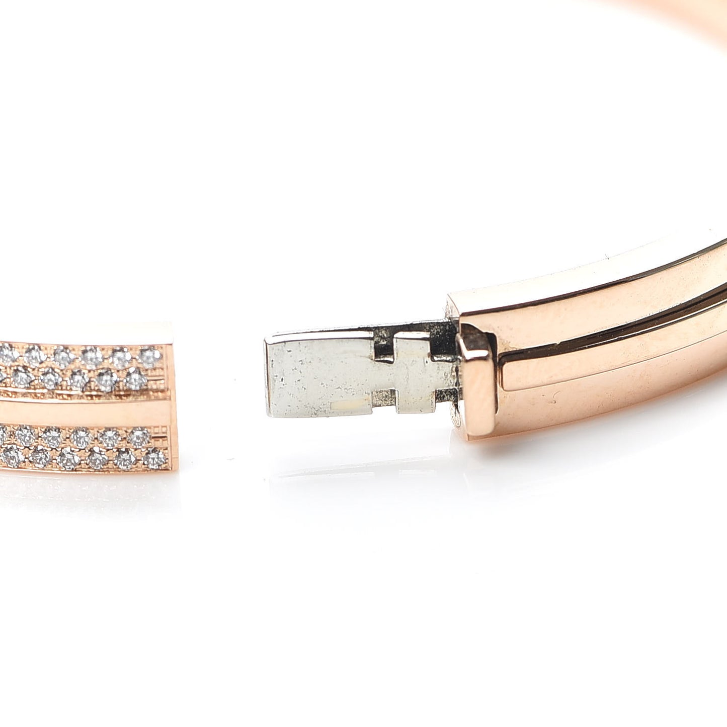 18K Rose Gold Diamond T Hinged Pave Bracelet
