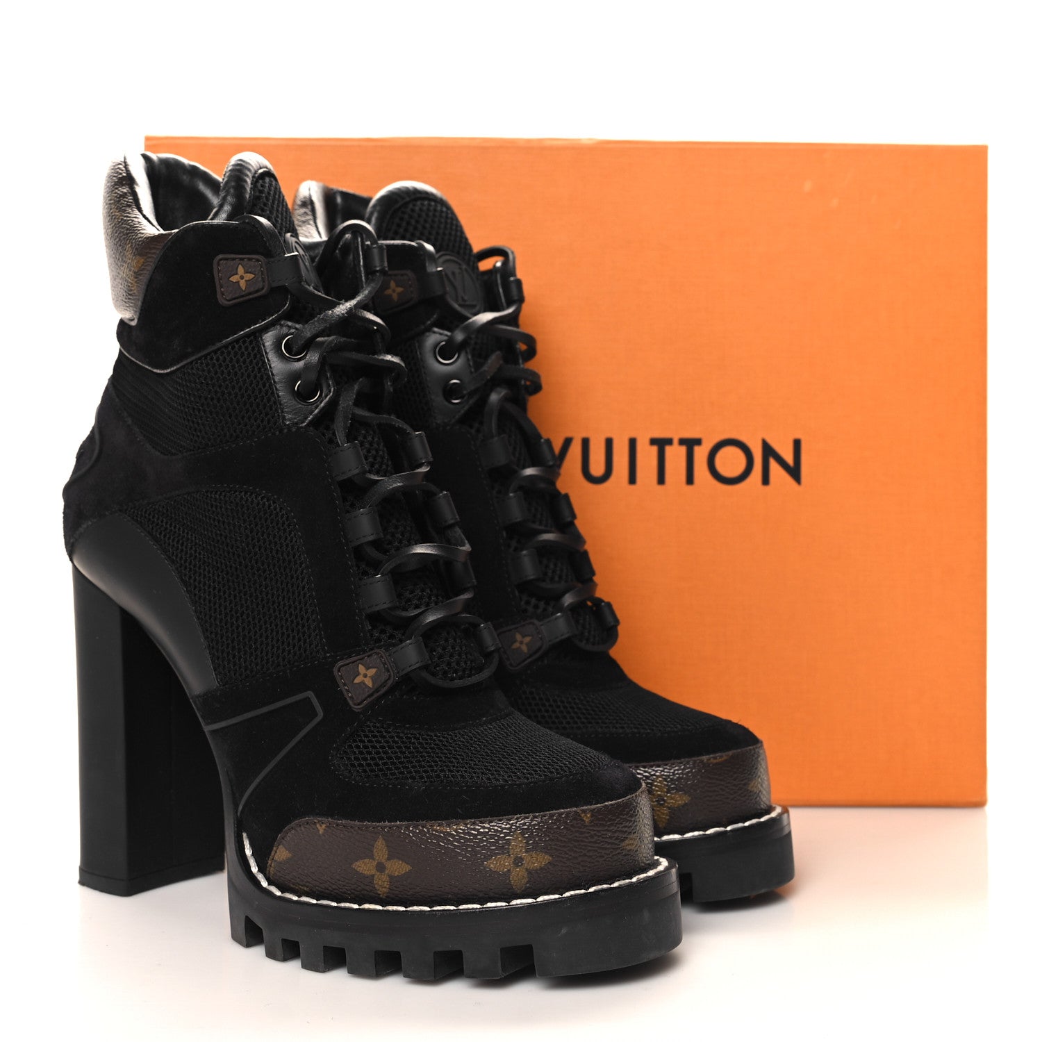 Louis Vuitton Suede Calfskin Monogram Star Trail Ankle Boots 40 Black 9 of 9