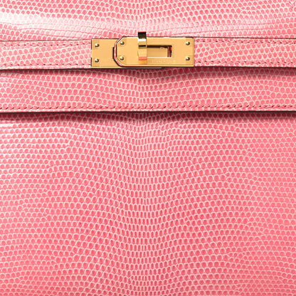 Hermes Lizard Kelly Pochette Clutch 5P Pink 8 of 11