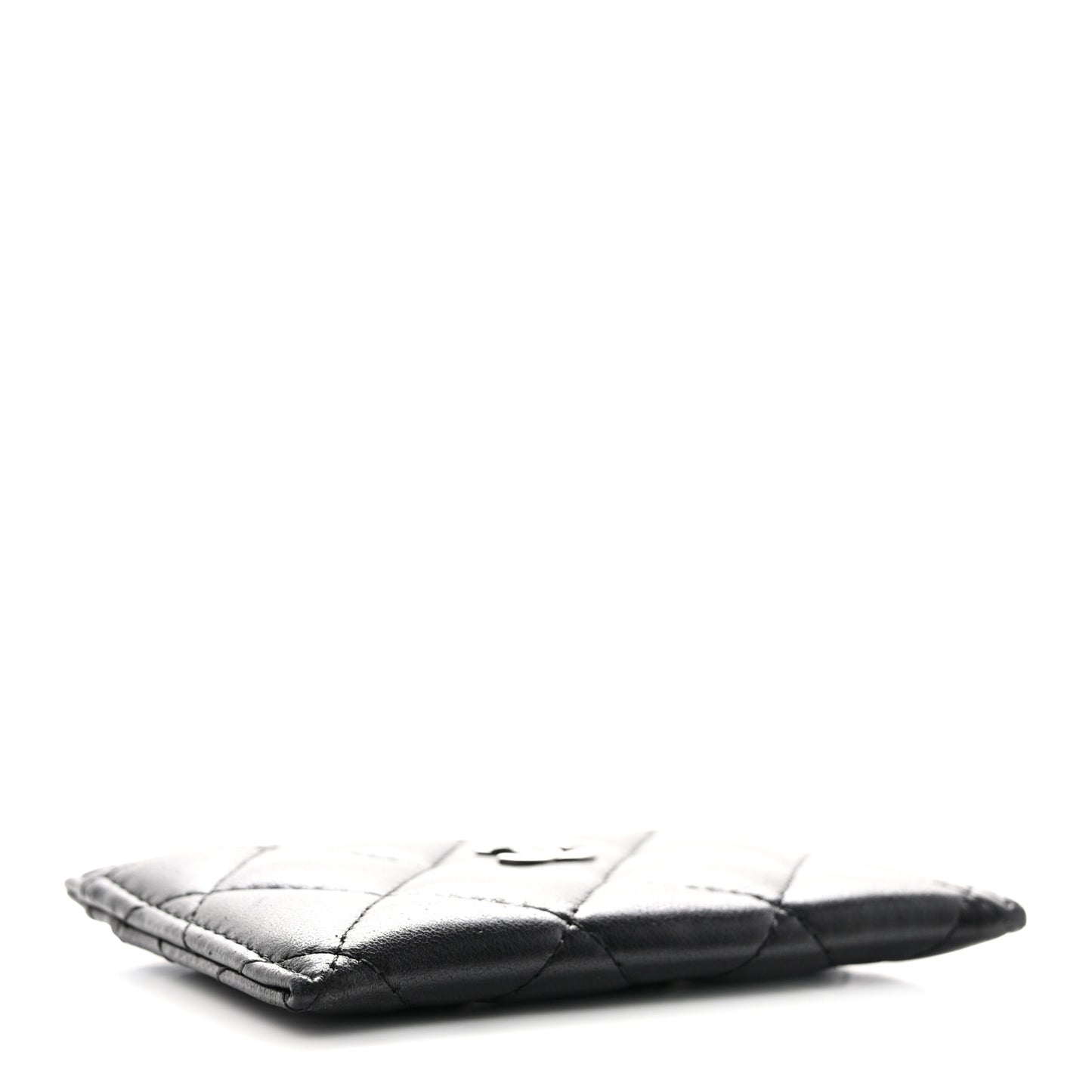Lambskin Quilted Card Holder Black