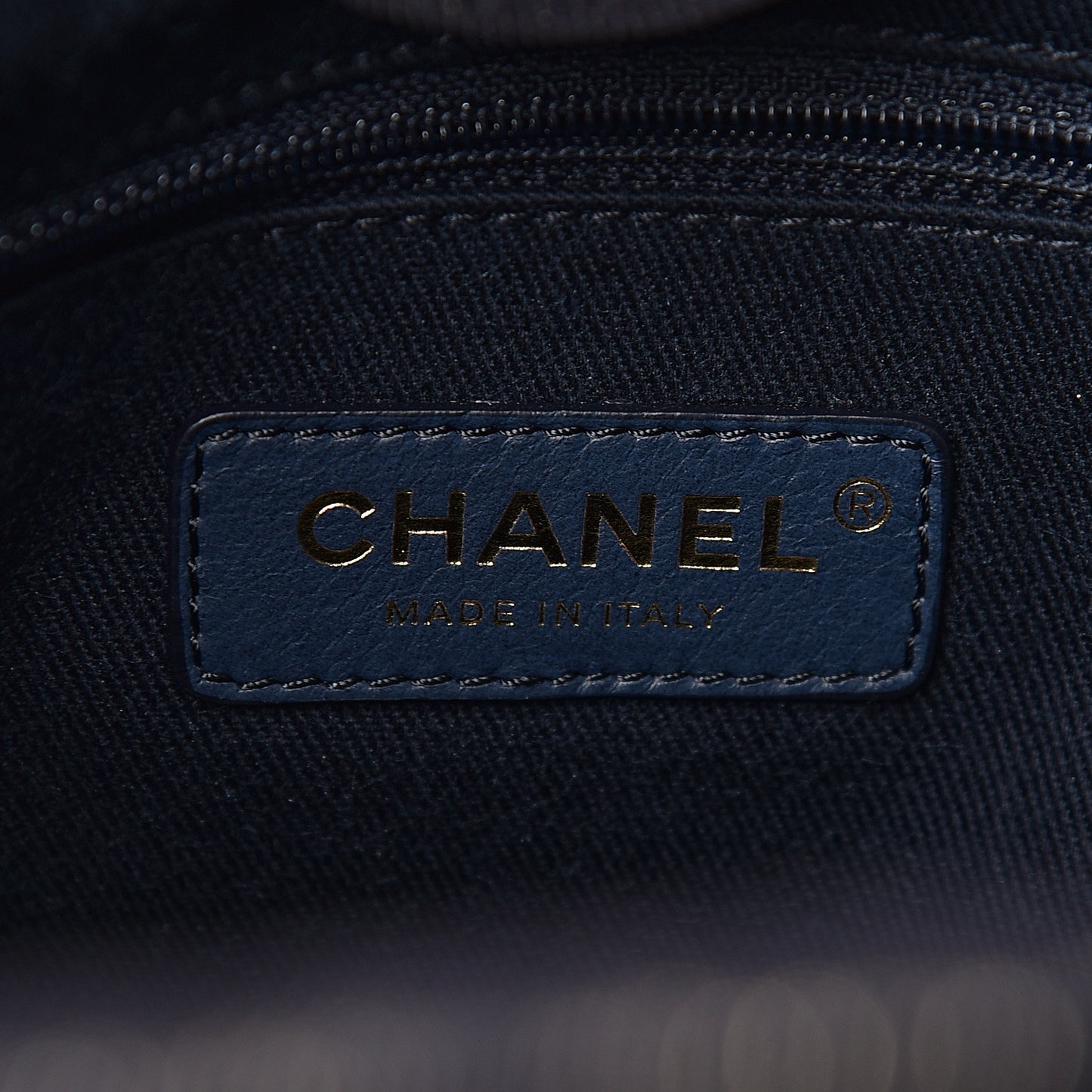 Lurex Canvas Mini Deauville Tote Navy Blue Gold