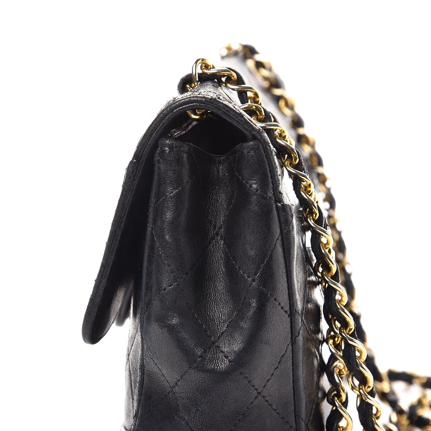 Lambskin Quilted Medium Single Flap Black