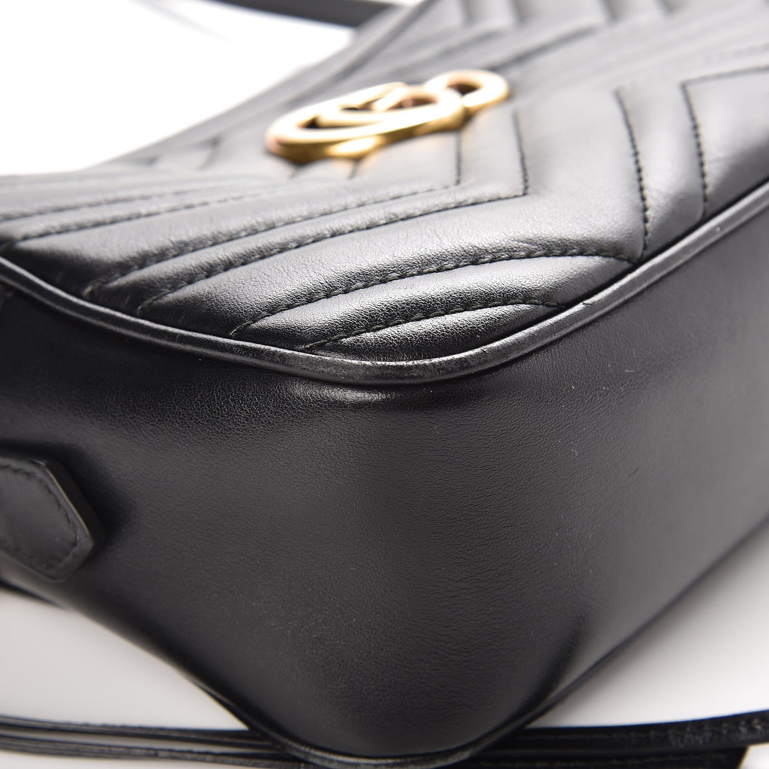 Gucci Calfskin Matelasse Small GG Marmont Chain Shoulder Bag Black 9 of 13