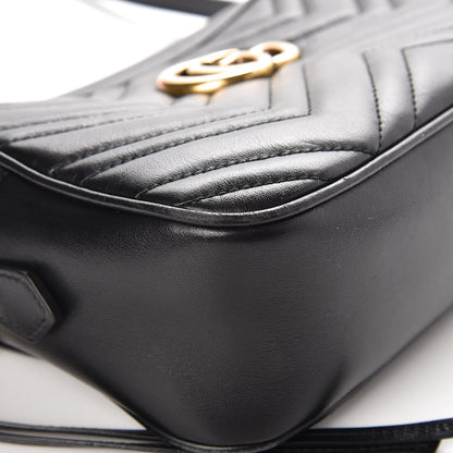 Gucci Calfskin Matelasse Small GG Marmont Chain Shoulder Bag Black 9 of 13