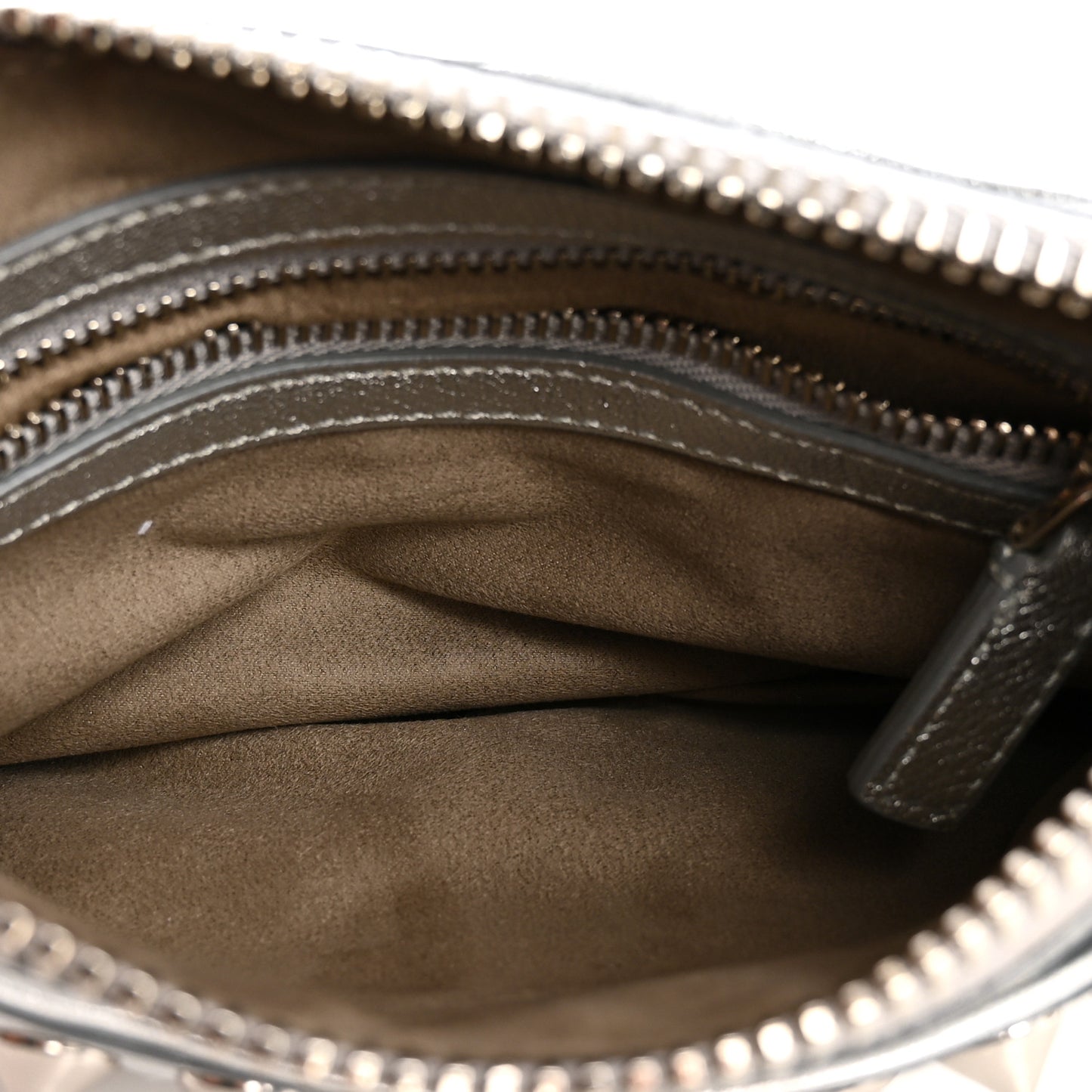 Pebbled Calfskin Studded Clutch Silver