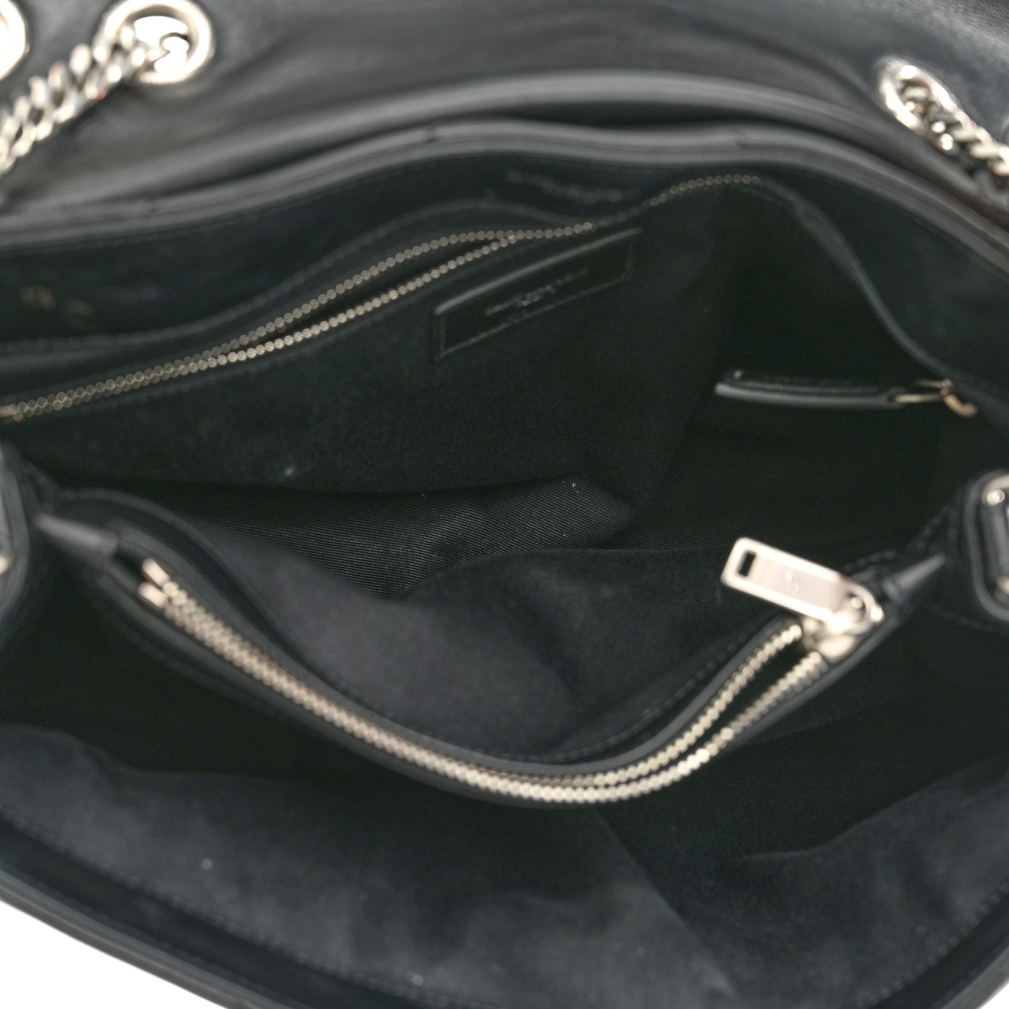 Calfskin Y Quilted Monogram Medium Loulou Chain Satchel Black