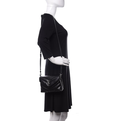 Saint Laurent Calfskin Y Quilted Monogram Toy Loulou Crossbody Bag Black 2 of 10