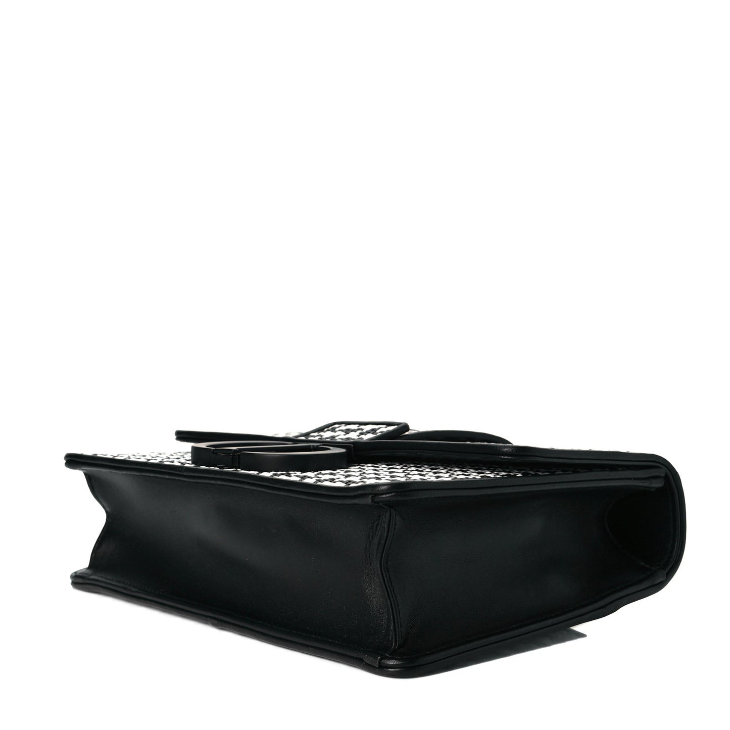 Lambskin Houndstooth Braided 30 Montaigne Flap Bag Black White