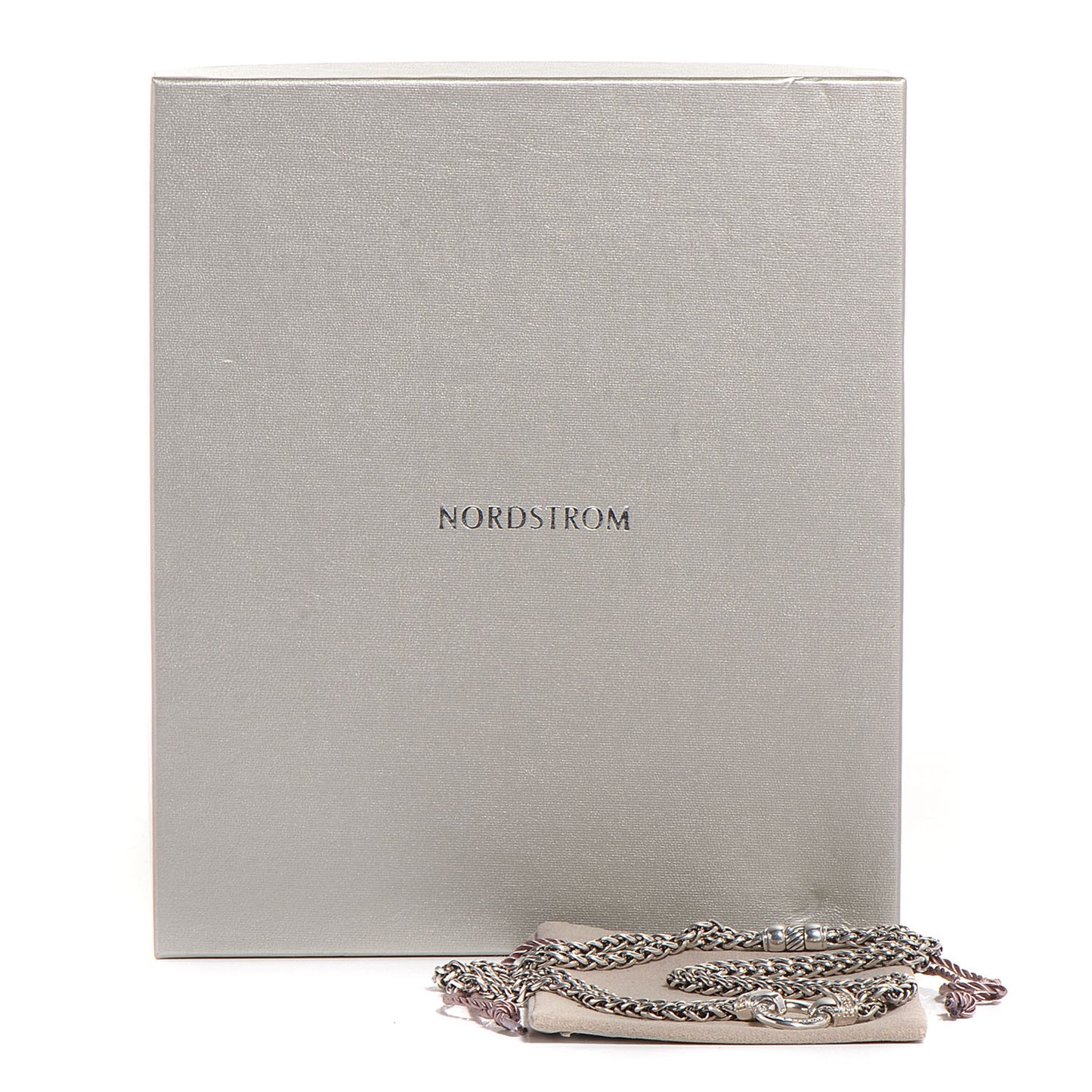 Sterling Silver Pave Diamond Double Wheat Chain Necklace