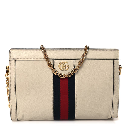 Gucci Textured Calfskin Web Small Ophidia Chain Shoulder Bag Mystic White 1 of 15