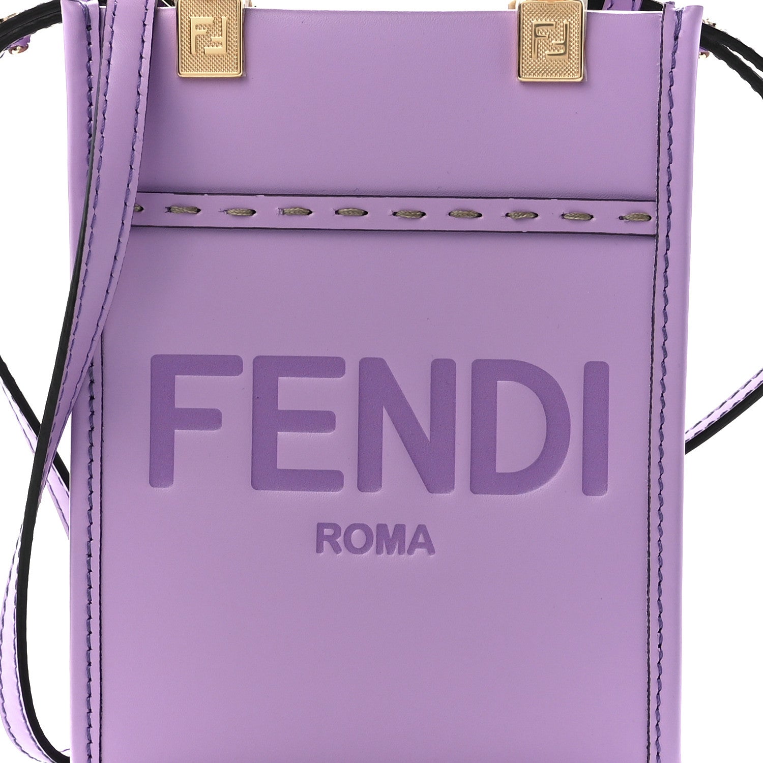 Fendi Vitello King Plexiglass Logo Embossed Mini Fendi Sunshine Shopper Tote Violetta 8 of 11