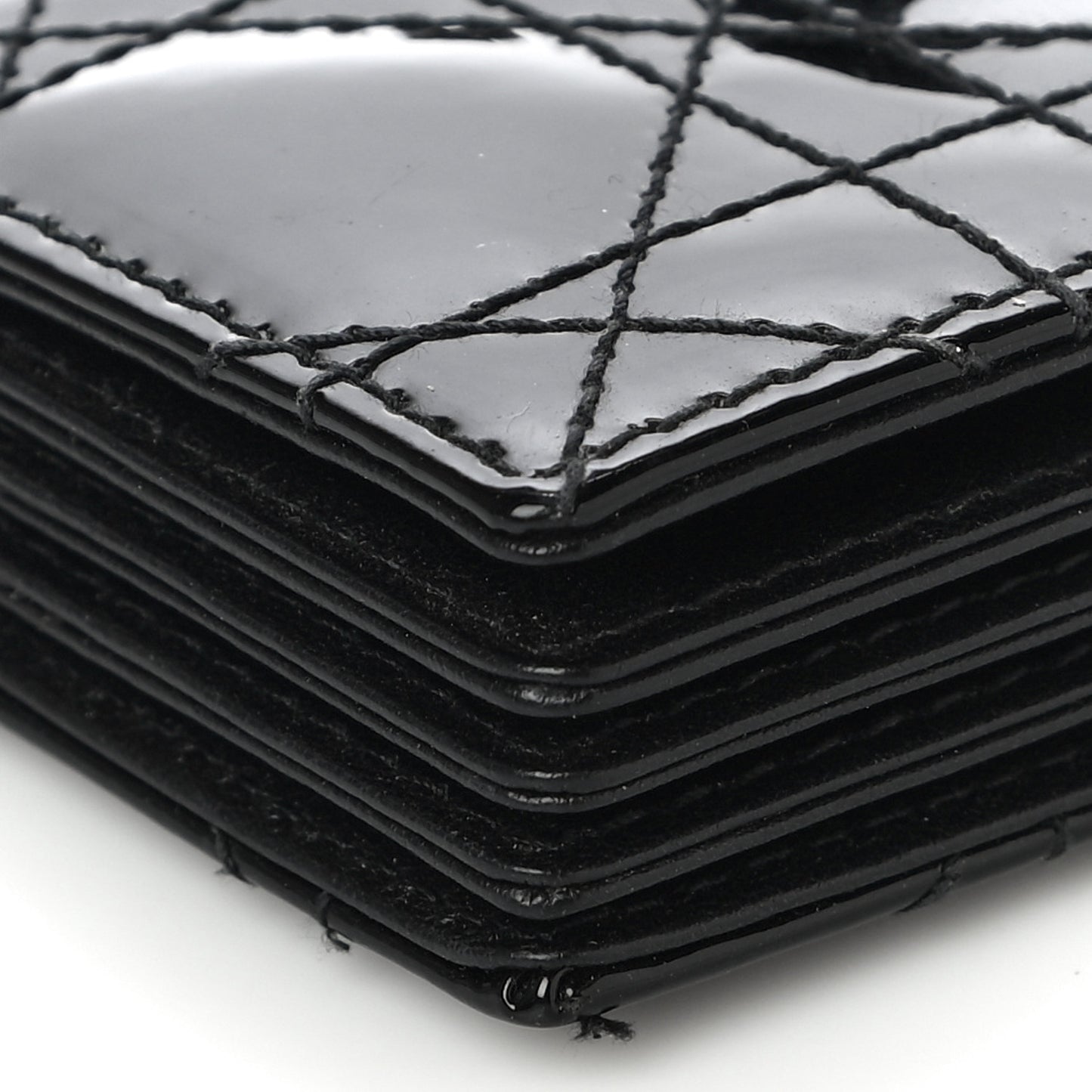 Patent Cannage Lady Dior 5-Gusset Card Holder Black