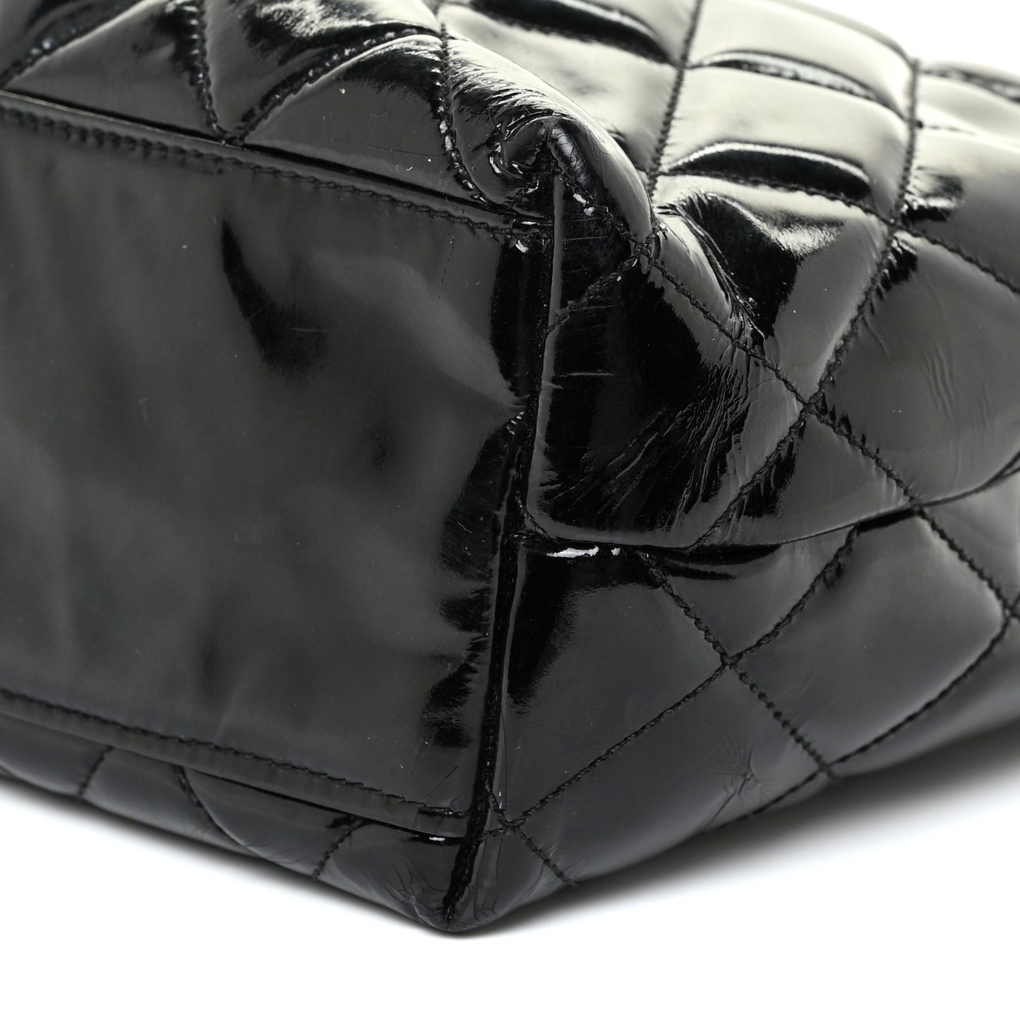 Patent Quilted Tote Black