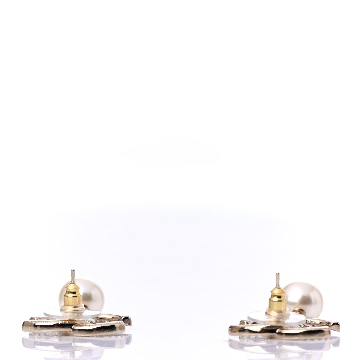 Crystal Pearl CC Drop Earrings Gold