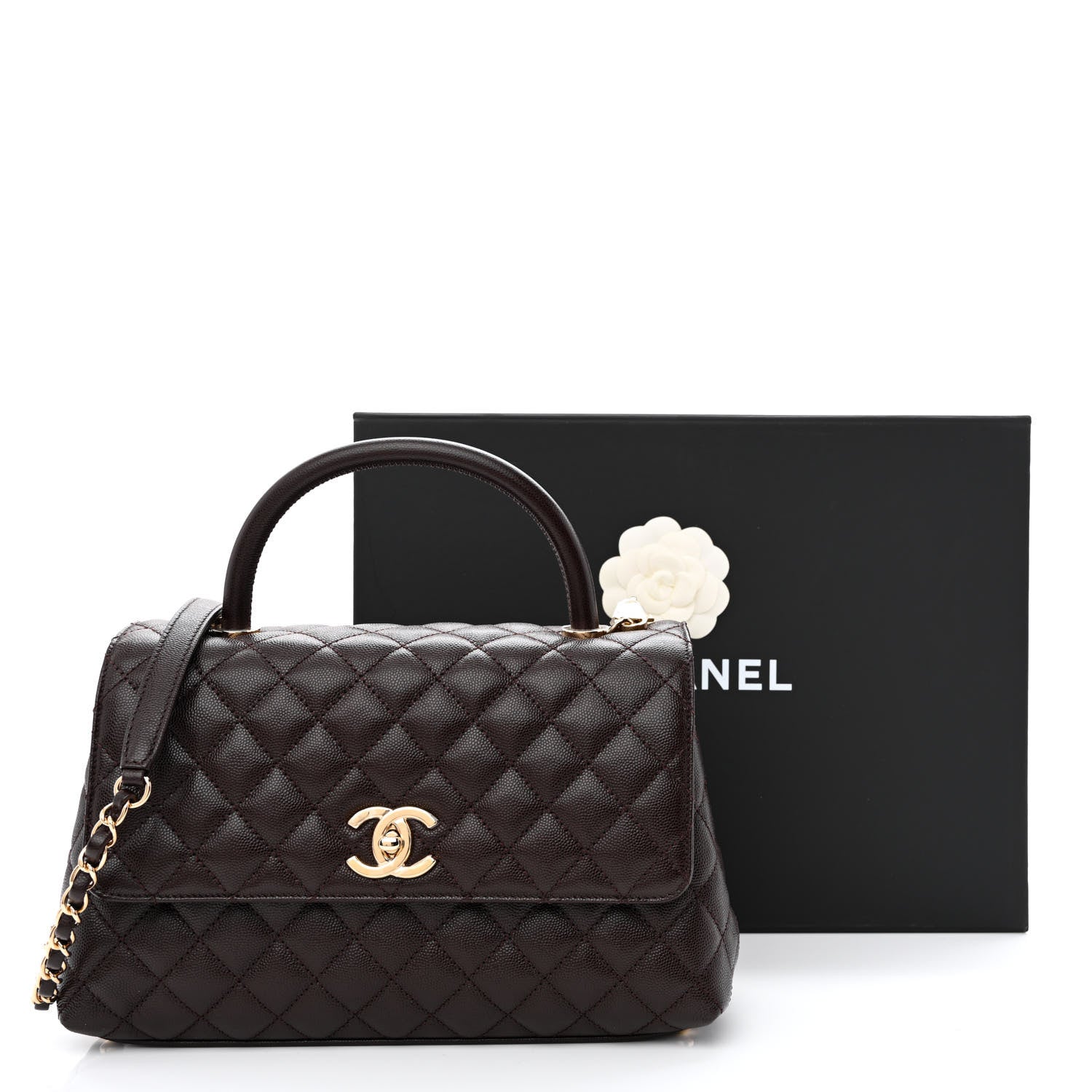 Chanel Caviar Quilted Small Coco Handle Flap Dark Brown 11 of 11