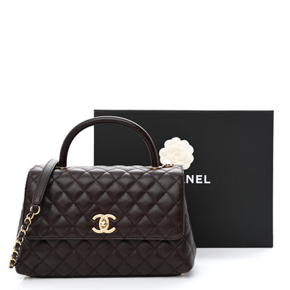 Chanel Caviar Quilted Small Coco Handle Flap Dark Brown 11 of 11