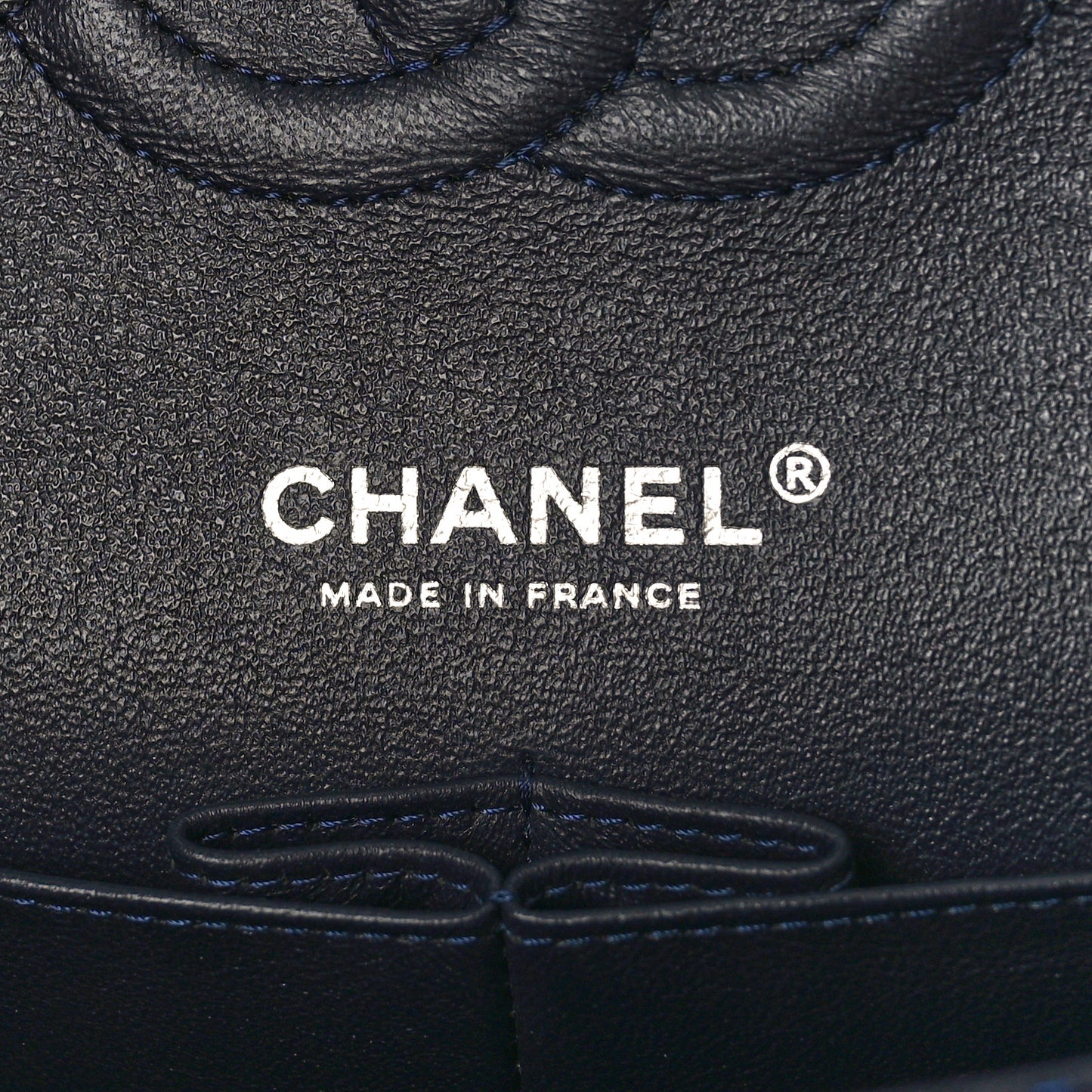 Tweed Crystal Quilted Embroidered Medium Double Flap Navy