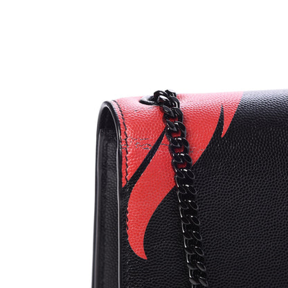 Saint Laurent Grain De Poudre Medium Classic Monogram Flame Print Kate Satchel Black 10 of 11