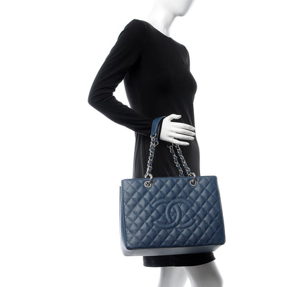 Chanel Caviar Quilted Grand Shopping Tote GST Dark Blue 2 of 10