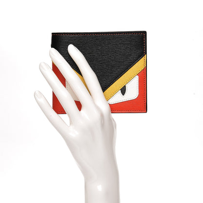 Fendi Vitello Elite Monster Eyes Inlay Bi-Color Wallet Red Multicolor 2 of 6