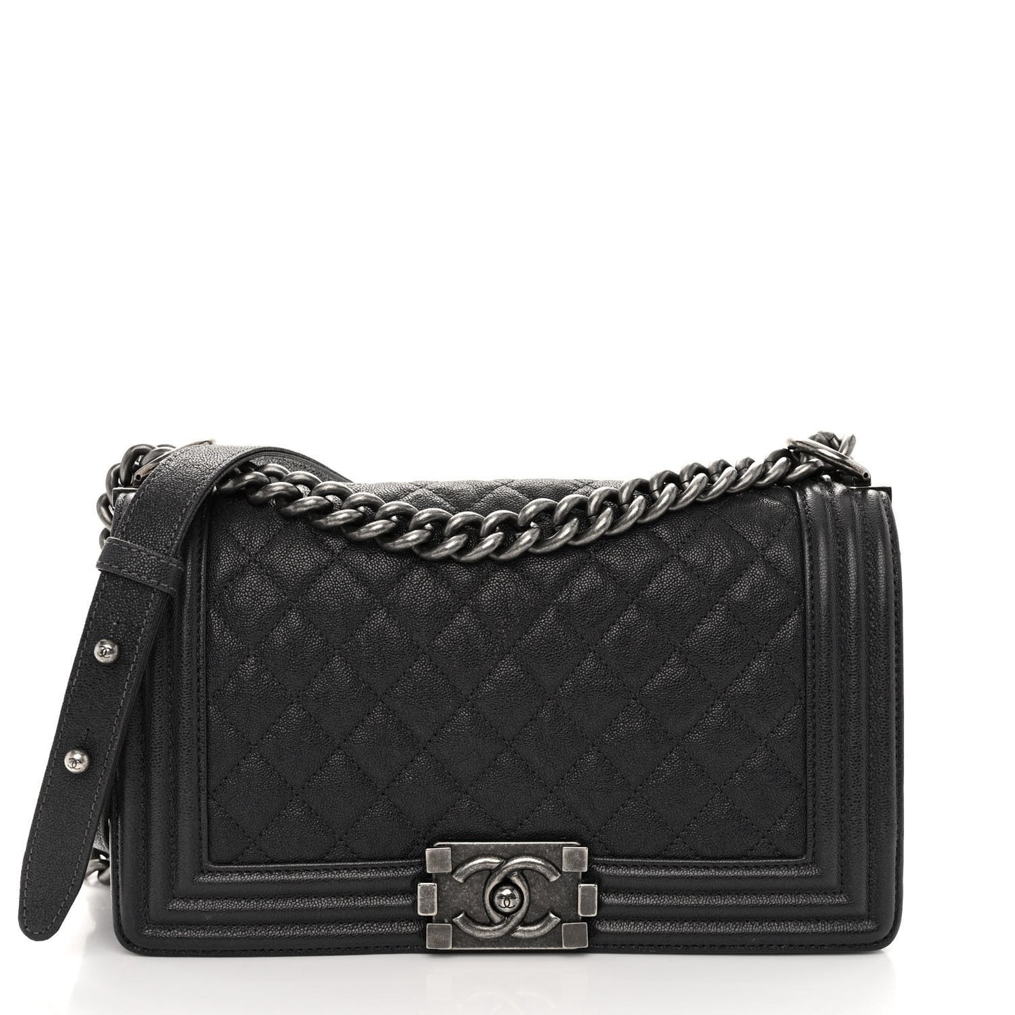 Caviar Quilted Medium Boy Flap Charcoal