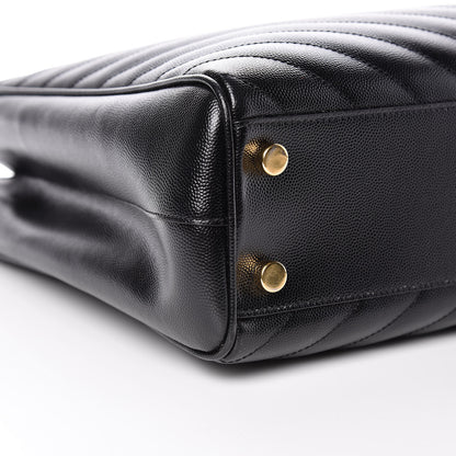 Saint Laurent Grain De Poudre Matelasse Chevron Monogram Shopping Bag Black 5 of 13