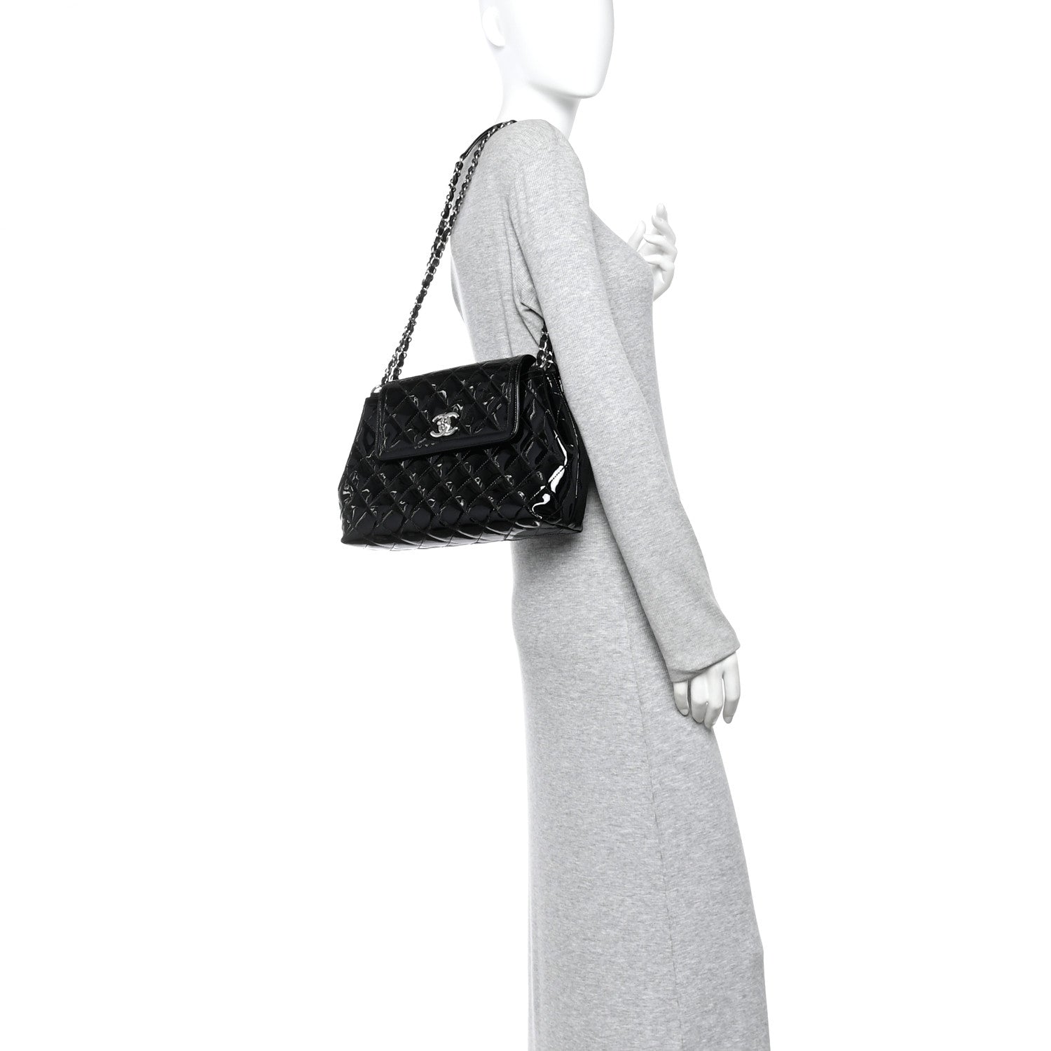 Chanel Patent Quilted Large Coco Shine Accordion Flap Black 2 of 10