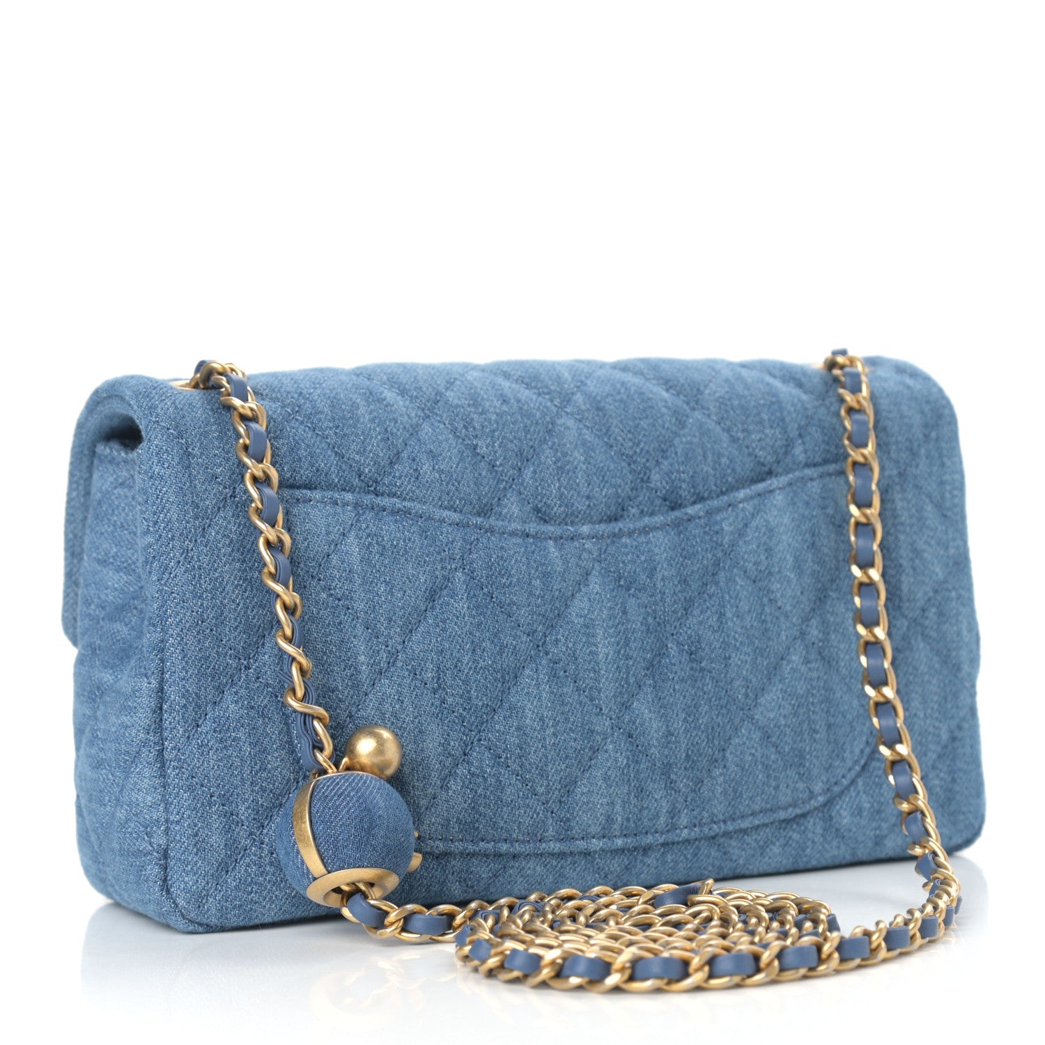 Chanel Denim Quilted Mini Pearl Crush Rectangular Flap Blue 3 of 9