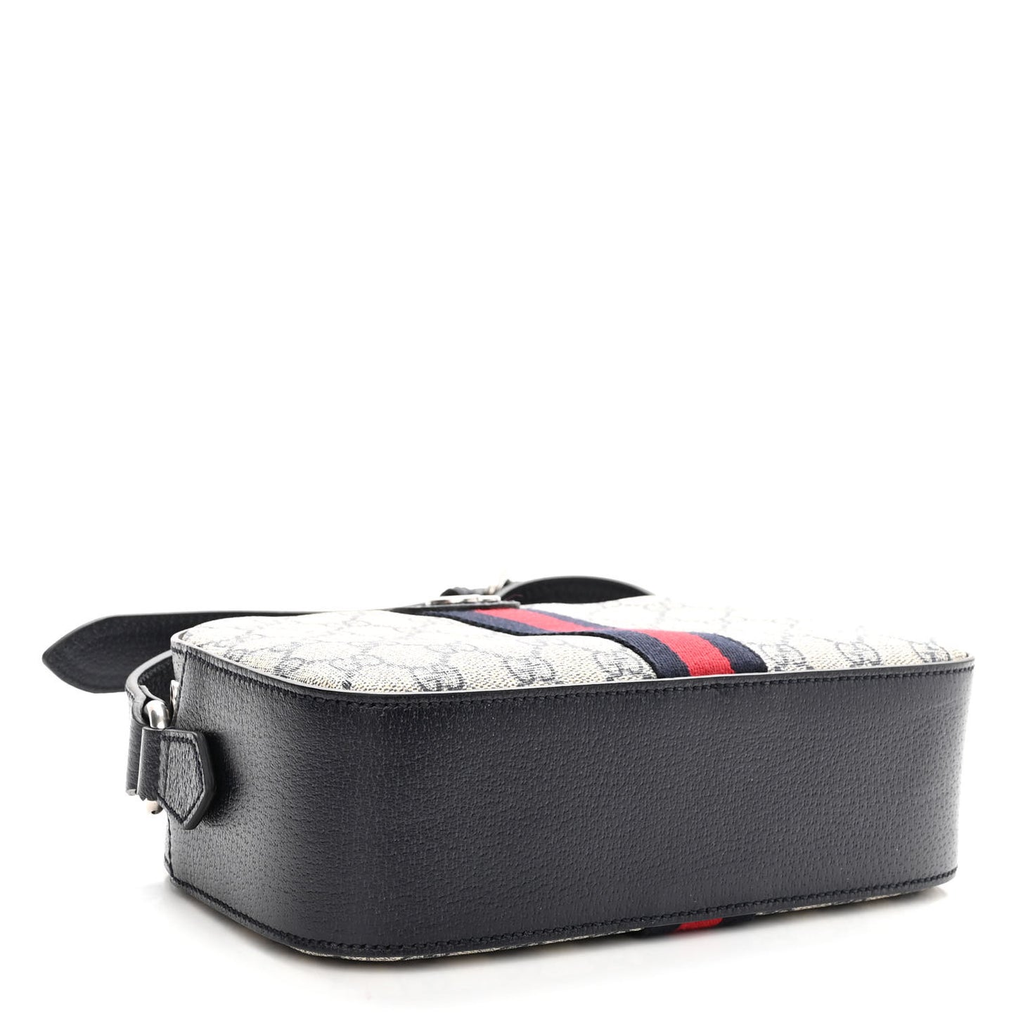 GG Supreme Monogram Textured Dollar Calfskin Web Small Ophidia Camera Bag Beige Blue