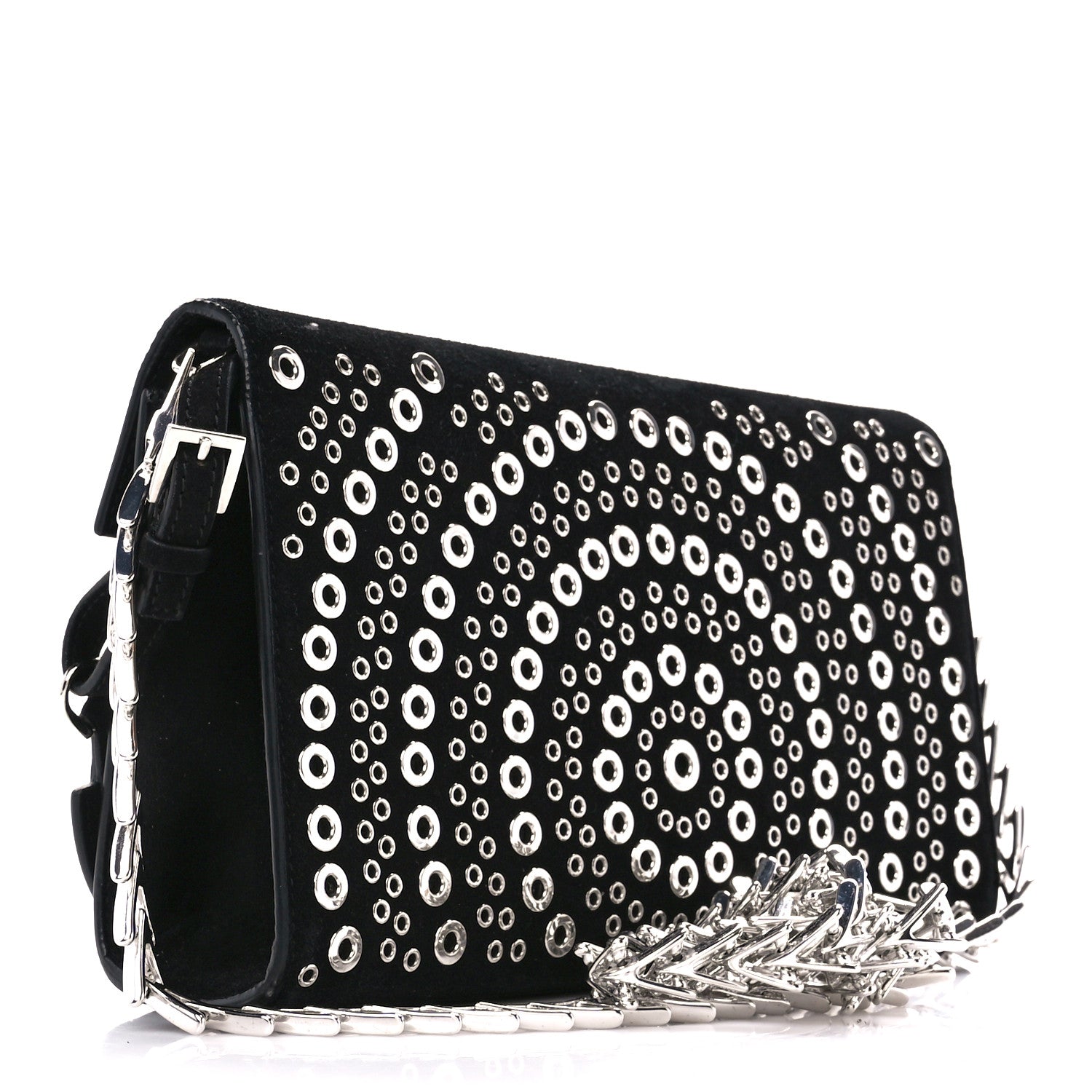 Alaia Suede Eyelet Embellished Oeillets Pochette Black 3 of 10