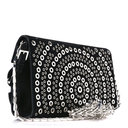 Alaia Suede Eyelet Embellished Oeillets Pochette Black 3 of 10