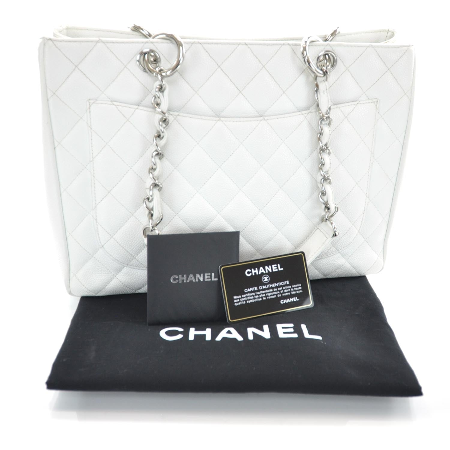 Chanel Caviar Grand Shopping Tote GST White 3 of 10