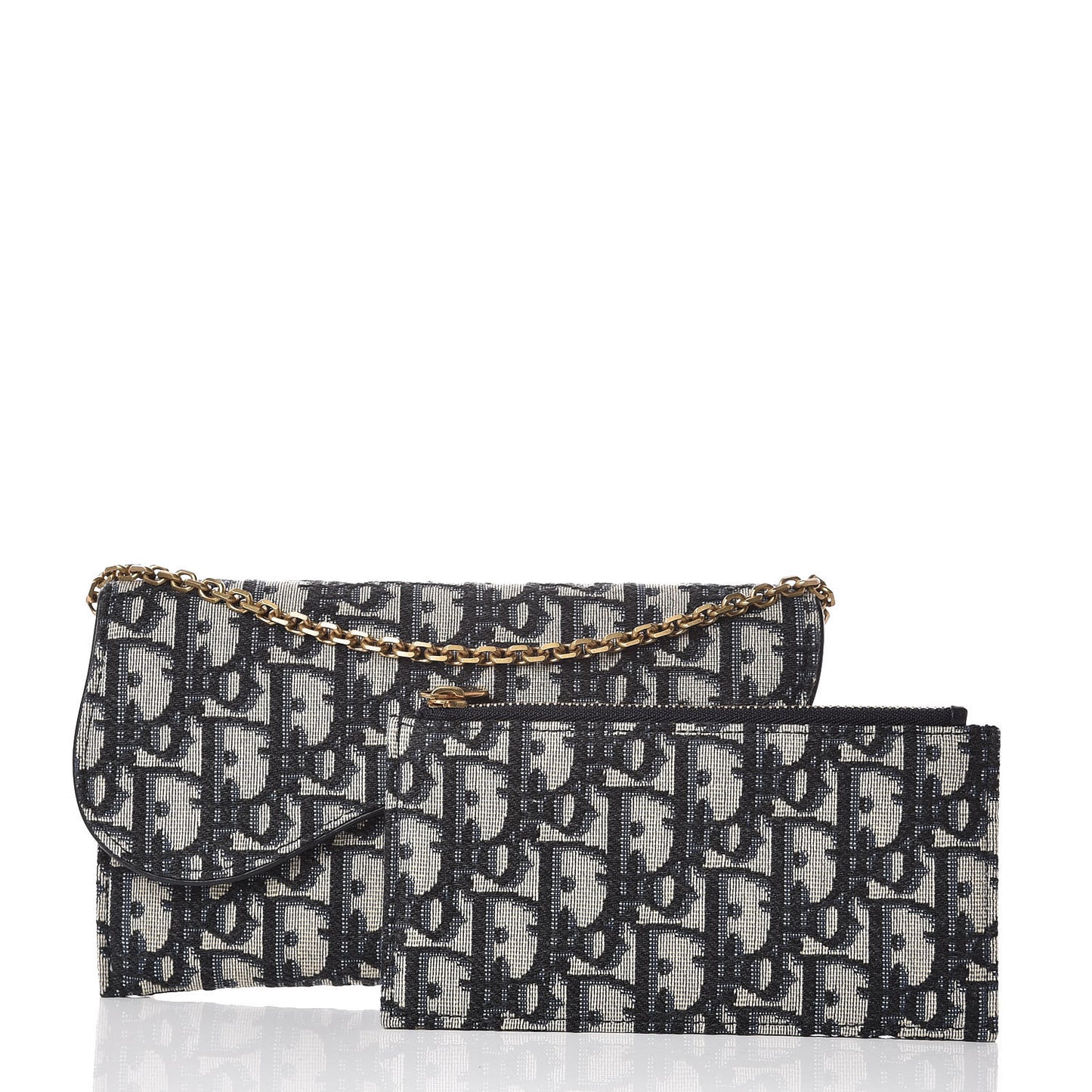 Oblique Saddle Chain Wallet Blue