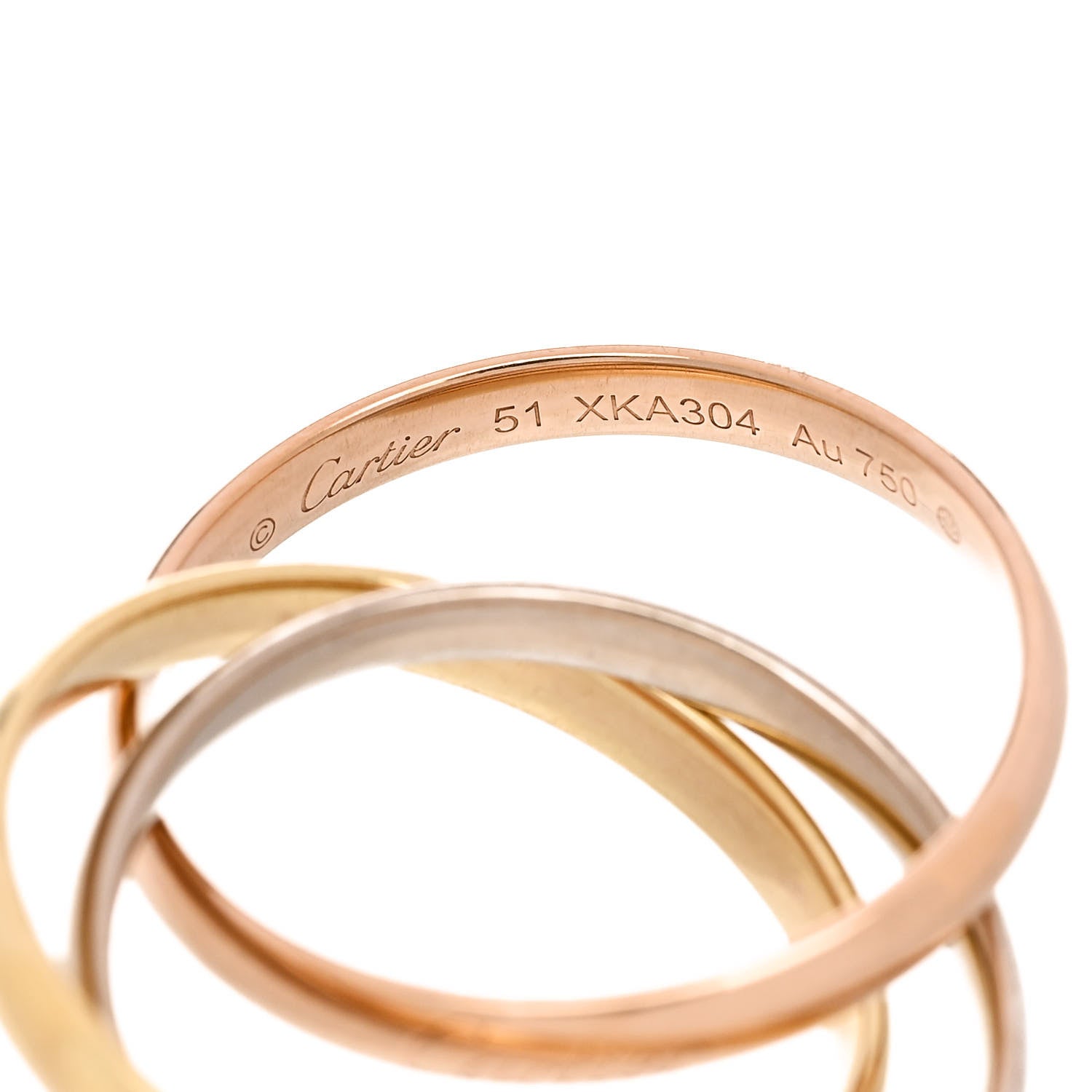 Cartier 18K Pink Yellow White Gold Small Trinity Ring 51 5.75 4 of 5