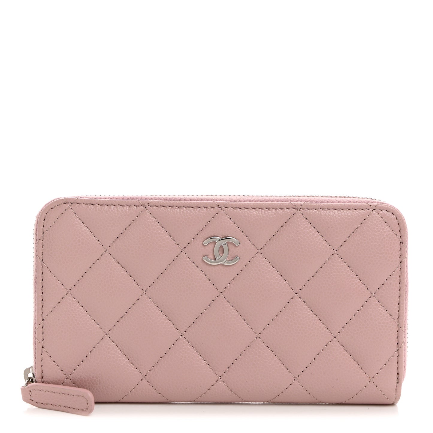 Caviar Quilted Medium Zip Around Wallet Light Pink