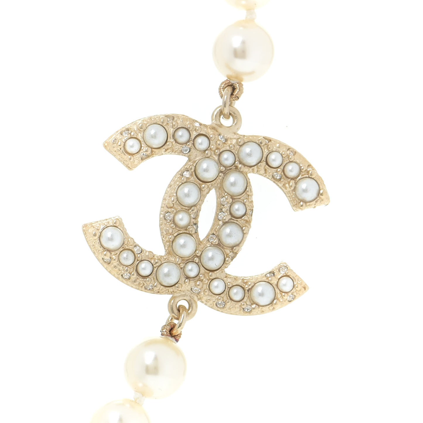 Pearl CC 100th Anniversary Necklace Light Gold