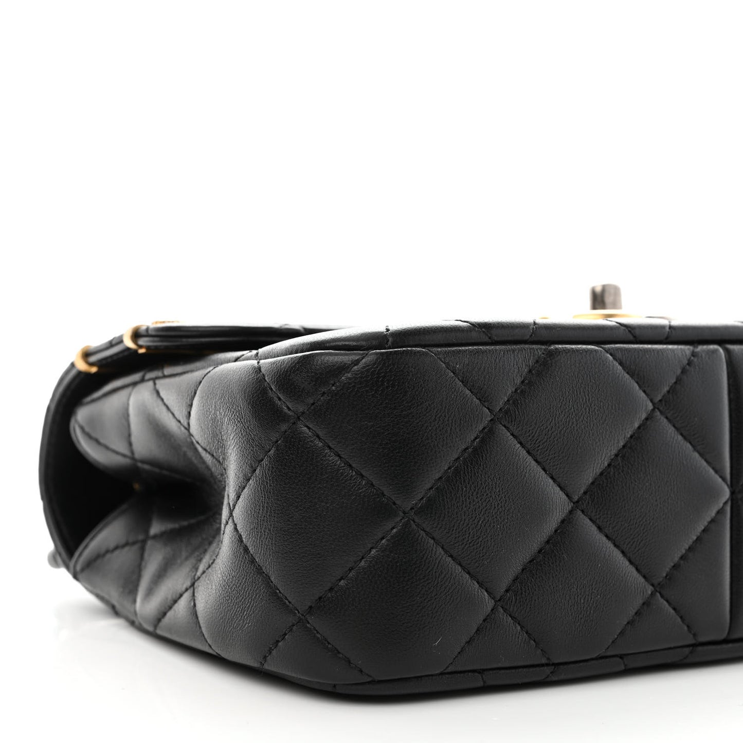Lambskin Quilted Small Coco Clips Single Flap Black