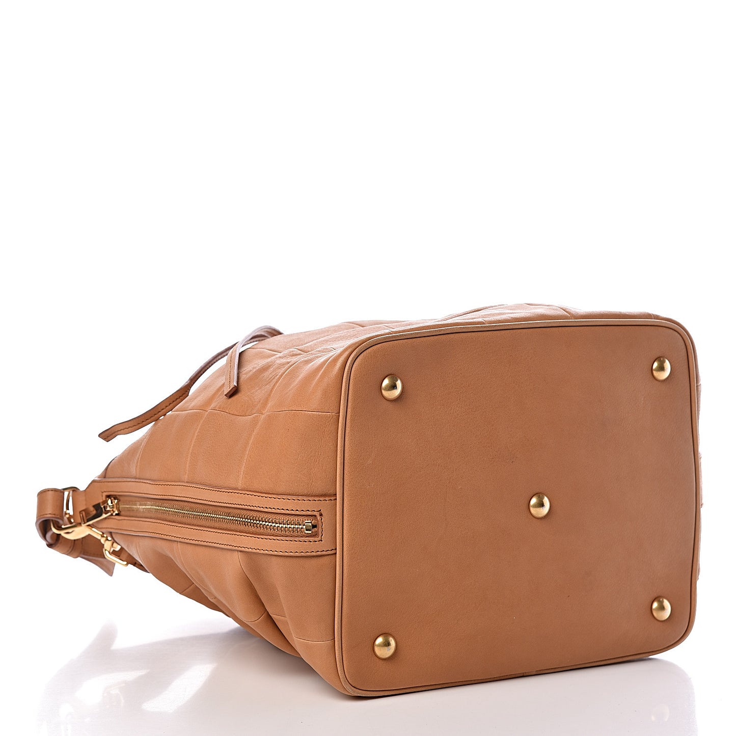 Calfskin Patchwork Medium Bucket Bag Light Cognac
