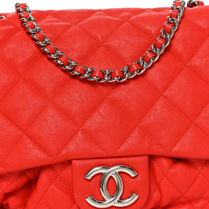 Chanel Washed Lambskin Quilted Large Chain Around Messenger Red 8 of 10